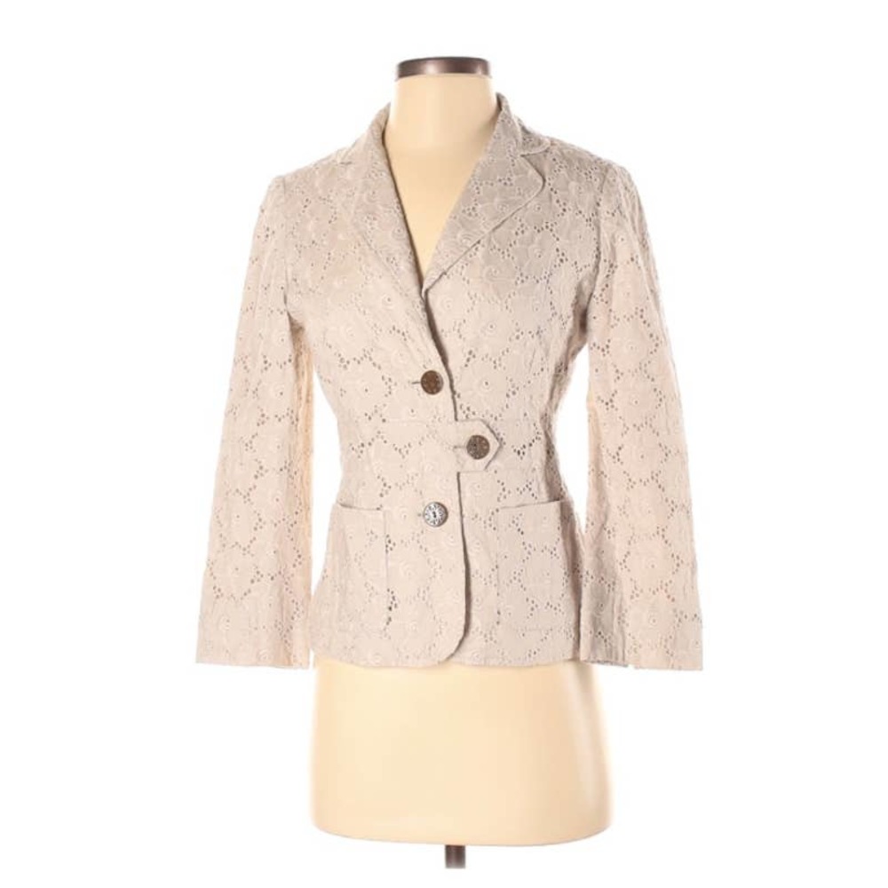 Laundry by Shelli Segal Cream Colored Blazer/Jacket w/Overlay ~ Size 4